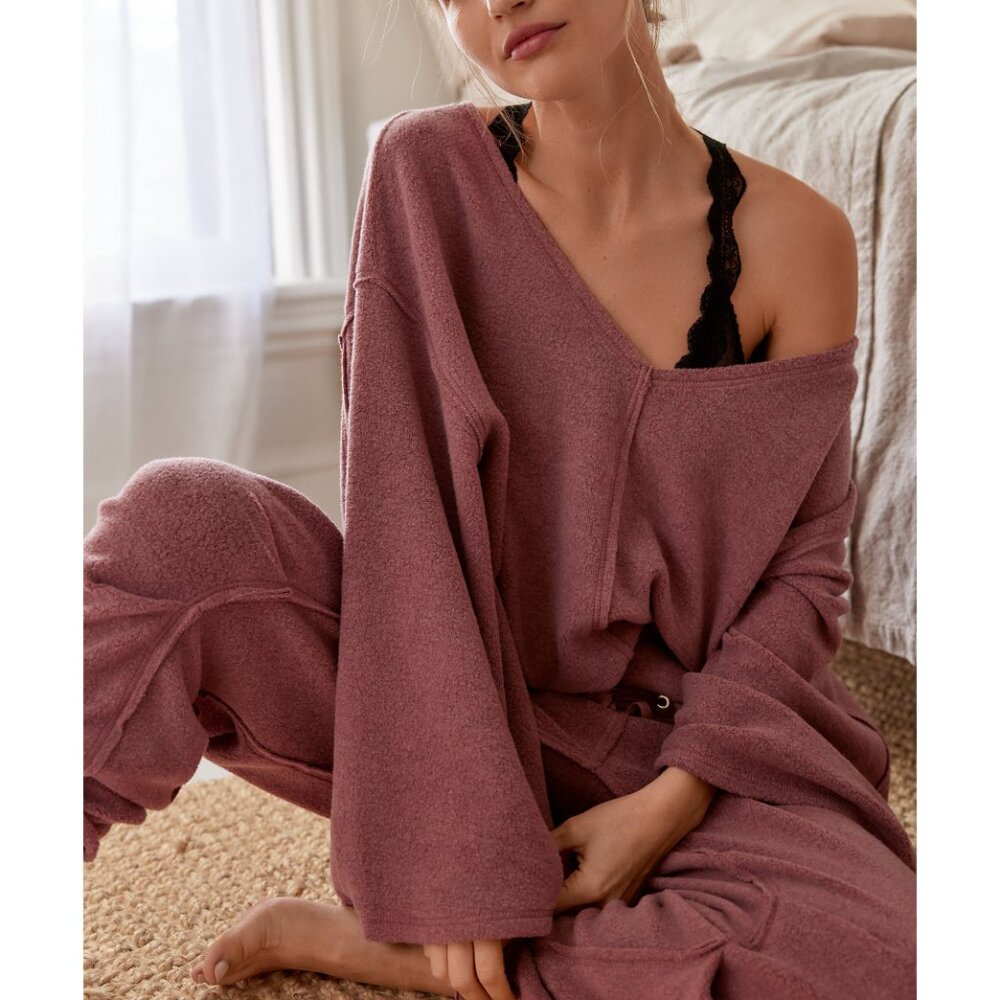 Free People Mauve Cozy Track Joggers - Picture 6 of 9